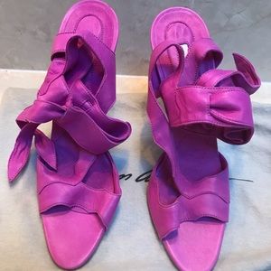 Brian Atwood ankle wrap leather heels